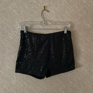 Black Sequin Women's Shorts